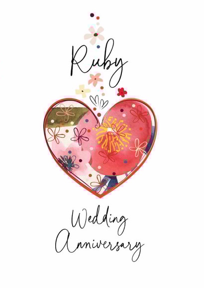 Traditional 40th Wedding Anniversary Card - Ruby - Heart created by Katie Phythian Design