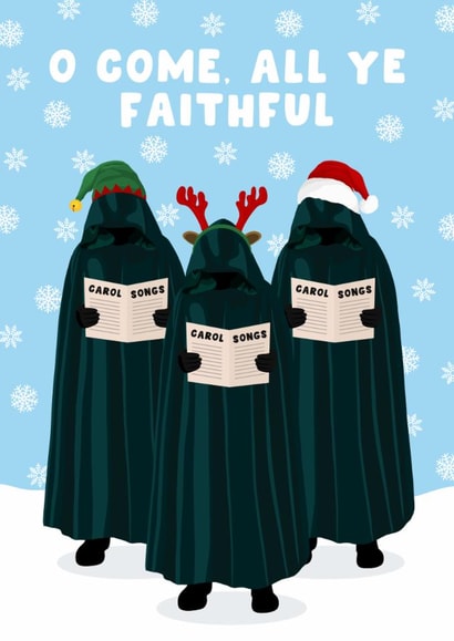 Funny Christmas Card - Celebrity Traitors - Carol Singing created by Pink Peach Cards