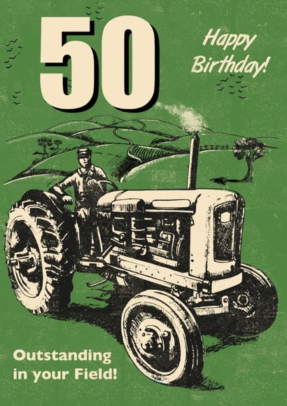 Classic 50th Birthday Card - For Him - Tractor created by Rocket68