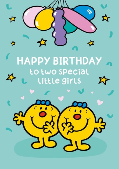 Cute Birthday Card - For Twins - Little Miss Twins - Mr. Men created by Mr. Men