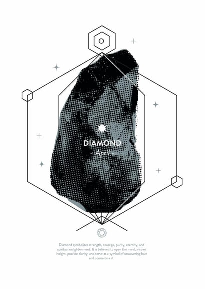 Shine Bright: Celebrate Your April with Diamond - birthstone greetings card created by @theoddprint