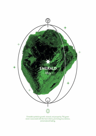 Radiant in Green: Celebrate Your May with Emerald - birthstone greetings card created by @theoddprint