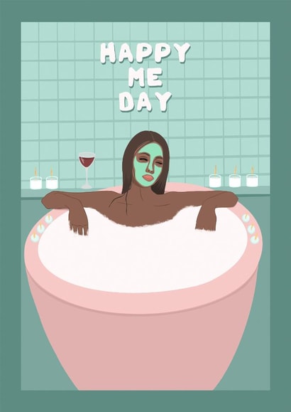 Fun Birthday Card - Happy Me Day - Relaxing In Bath created by Suzanne Taktak