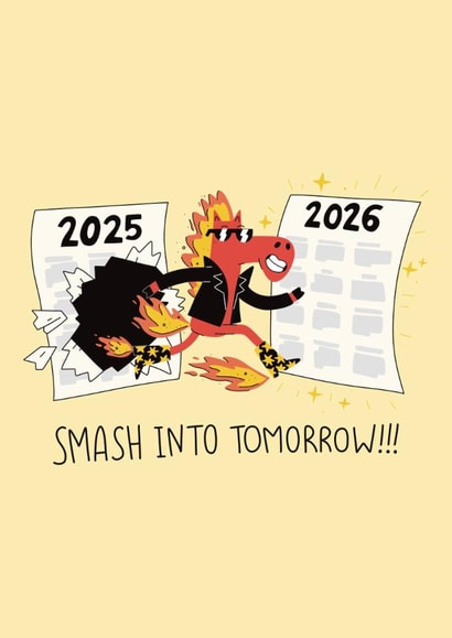 Funny Fire Horse New Year Card – Smash into 2026 with Style! created by Frau Vogel (JL)