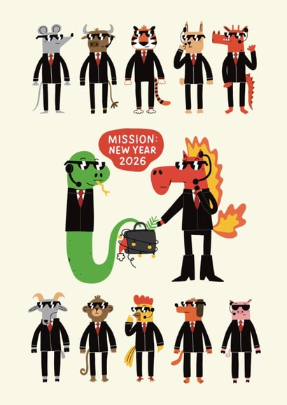 Funny Zodiac Team Card – Mission: New Year 2026 created by Frau Vogel (JL)