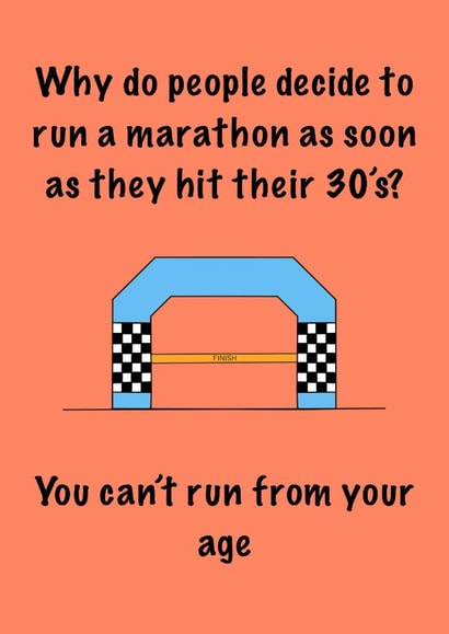 Funny marathon birthday card created by C.W ILLUSTRATIONS 