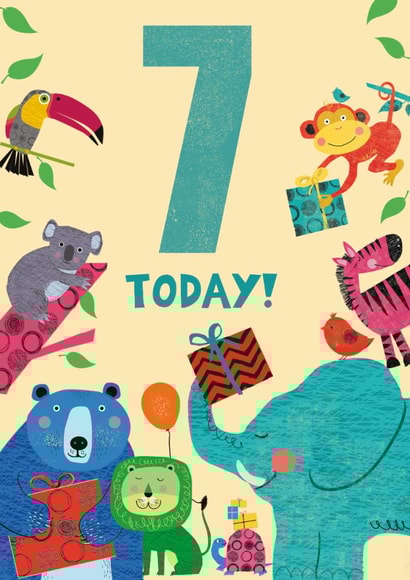 Cute 7th Birthday Card - Animals created by Rocket68