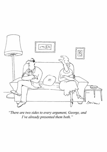 Funny Anniversary/Valentine's Day Card - Two Sides to Every Argument created by Punch Limited