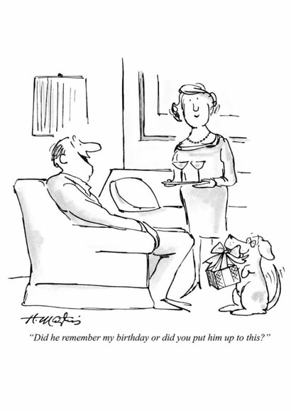Funny Birthday Card - Did He Remember? - Dog created by Punch Limited