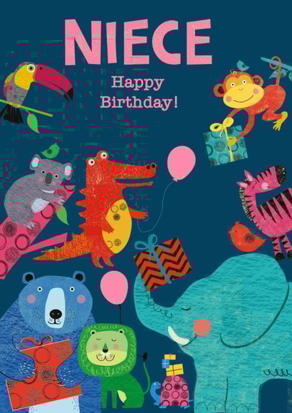 Cute Birthday Card - For Niece - Animals created by Rocket68
