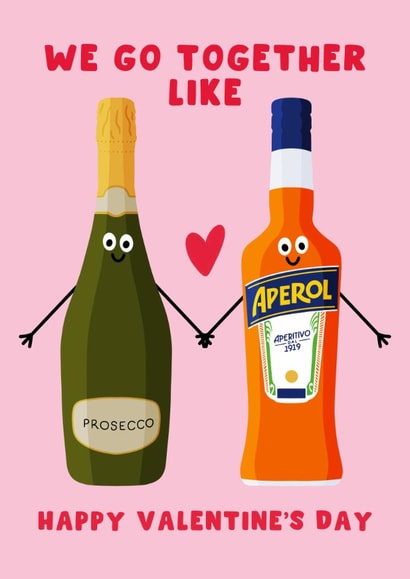Cute Valentine's Day Card - Aperol - The Perfect Pair - Prosecco created by Pink Peach Cards