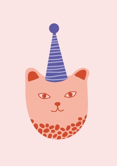 Wild Birthday Card – Cute Leopard in Party Hat created by Liina Lember
