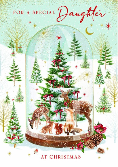 Traditional Christmas Card - For Daughter - Snow Globe created by Nigel Quiney