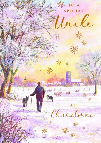 Traditional Christmas Card - For Uncle - Snowy Field created by Nigel Quiney