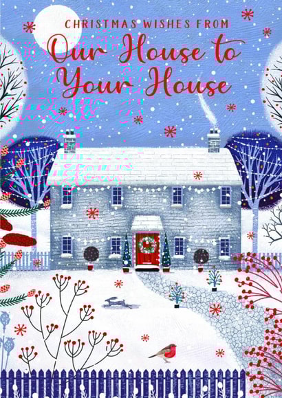Traditional Christmas Card - From Our House To Your House - Snowy Cottage created by Nigel Quiney