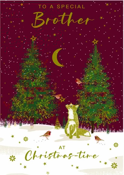Traditional Christmas Card - For Brother - Fox created by Nigel Quiney
