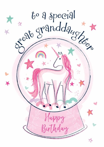 Cute Birthday Card - For Great Granddaughter - Unicorn created by Katie Phythian Design