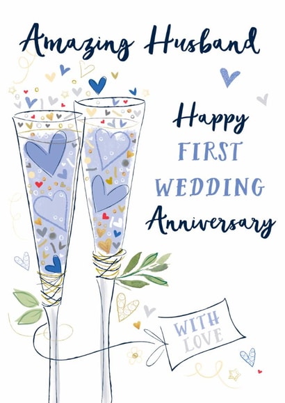 Classic Anniversary Card - Husband - 1 Year - Happy First Anniversary created by Katie Phythian Design
