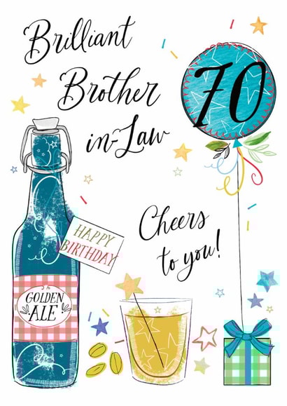 Classic 70th Birthday Card - For Brother In Law - Beer created by Katie Phythian Design