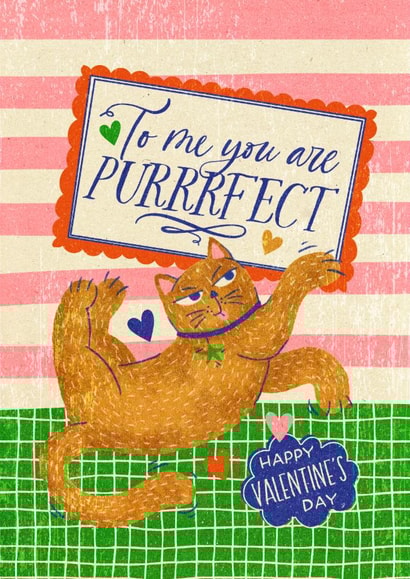 Cute Valentine's Day Card - Cat - Purrrfect Pun created by Atwood & Atwood