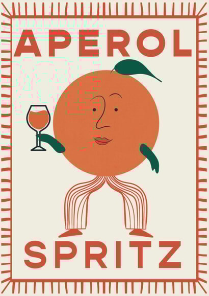 Arty Birthday Card - Aperol Spritz - Orange created by Little Egret Design