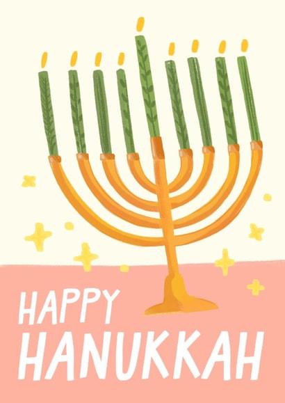 Happy Hanukkah Card - Bright Pretty - Menorah created by URGHH Card Co.