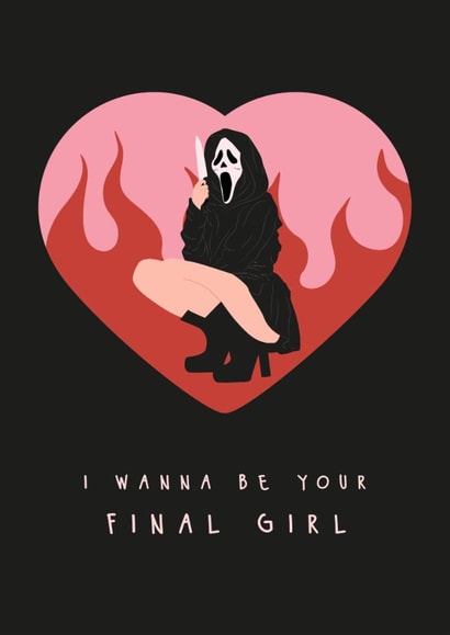 Fun Valentine's Day/Anniversary Card - Queer Cult Horror - Final Girl Feminist created by Sad Girl Illustration