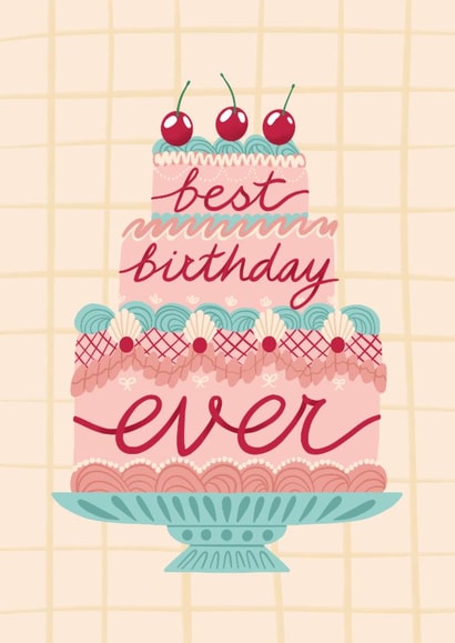 Classic Birthday Card - For Her - Cherry Cake created by Jessie Maeve Studio