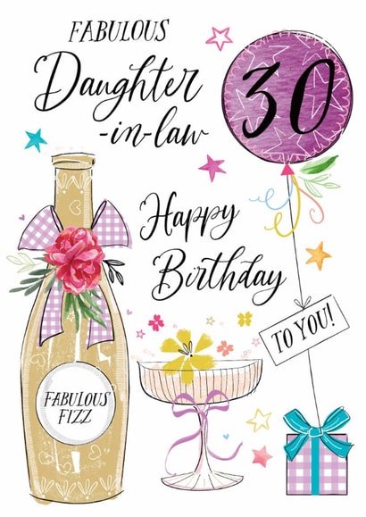 Traditional 30th Birthday Card - For Daughter-In-Law - Fabulous Fizz created by Katie Phythian Design