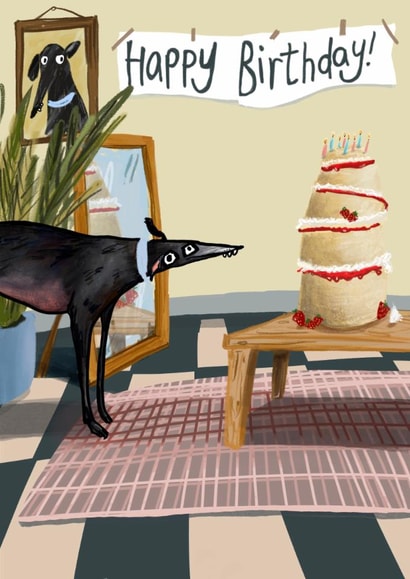 Cute Birthday Card - Greyhound - Cake created by Harriet Lowther