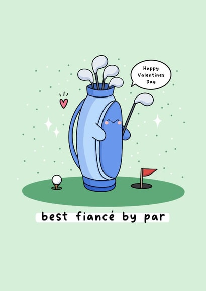 Cute Valentine's Day Card - For Fiancé - Golf created by Rosalie Perl