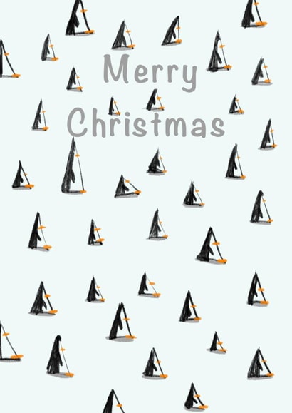 Cute penguin illustrated Christmas card created by Artzen Island