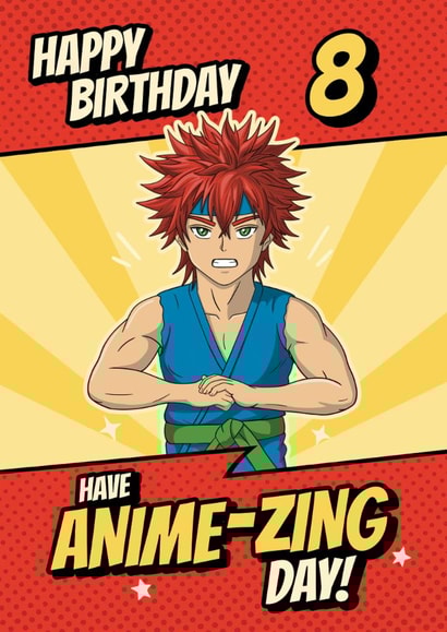 Fun Birthday Card - 8th - Anime Fighter created by @Cupsie's Creations