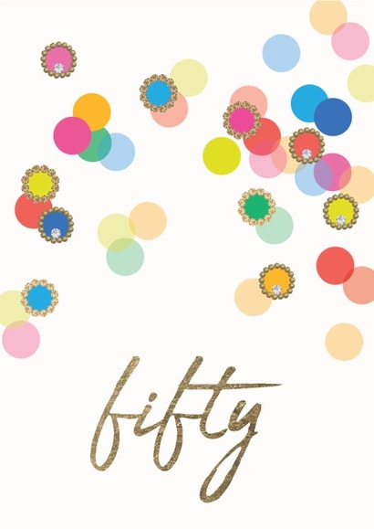 50th Birthday – Indian Desi Card – For Her – Bindi Spot Pattern – fifty created by Kalikoh Studio