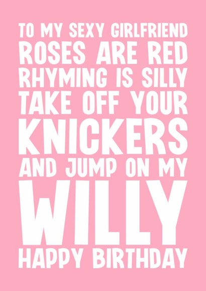 Naughty Birthday Card - For Girlfriend - Knickers created by Blind Faith