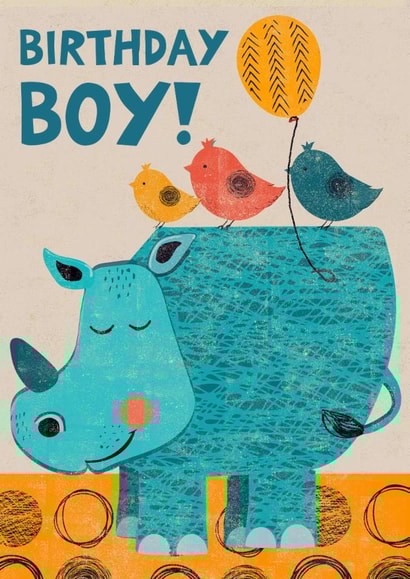 Cute Birthday Card - Rhino - Birthday Boy created by Rocket68