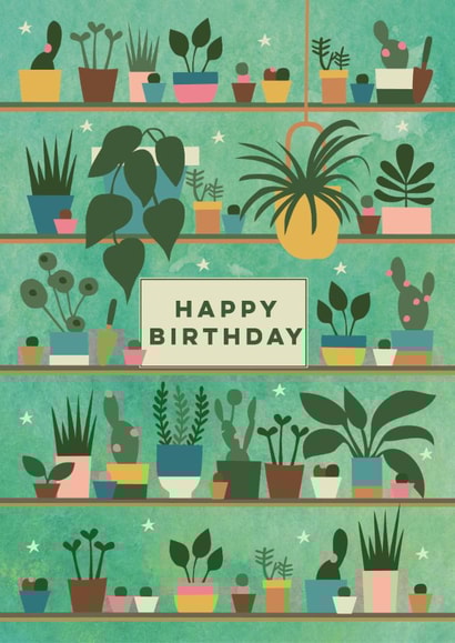 Classic Birthday Card - Plants - Greenhouse created by Eli the Goat