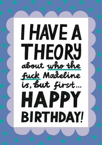 Funny Birthday Card - West End Girl - Lily Allen - Madeline created by Alice Mole Illustration