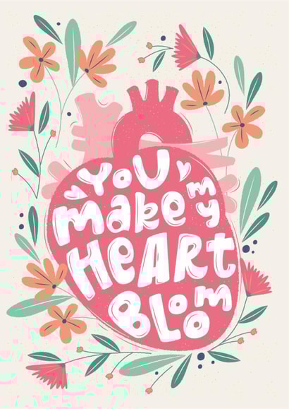 Pretty Valentine's Day Card - Floral Anatomical Heart created by letterfix