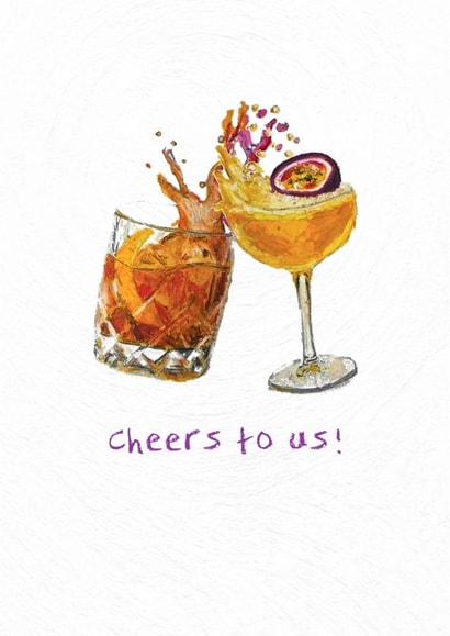 Classic Anniversary Card - Cheers To Us - cocktail celebration created by Emmart Reid