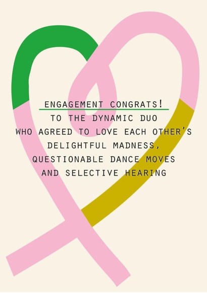 Funny Engagement Card – Loving Each Others Quirks created by Lola Design