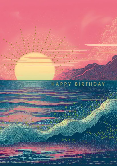 Classic Birthday Card – Coastal Sunset created by Lola Design