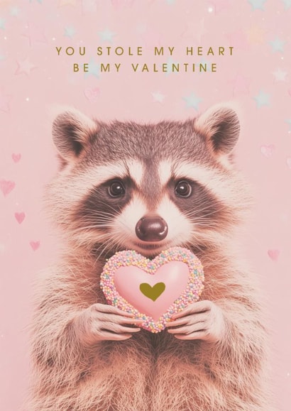 Cute Valentine’s Day Card – Raccoon - You Stole My Heart created by Lola Design