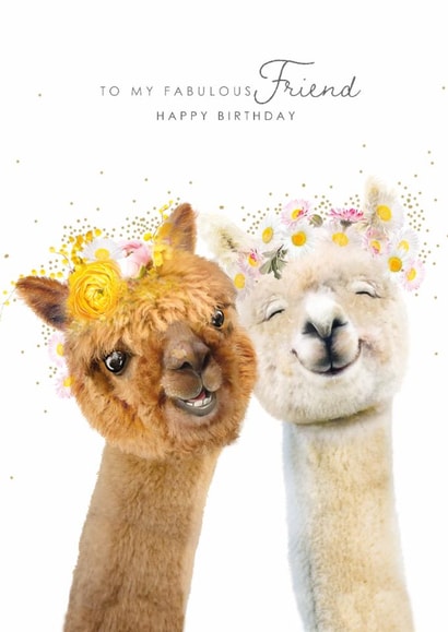Cute Birthday Card - Fabulous Friend - Alpacas created by Lola Design
