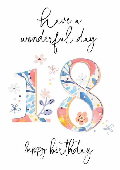 Traditional 18th Birthday Card - For Her - Florals created by Katie Phythian Design