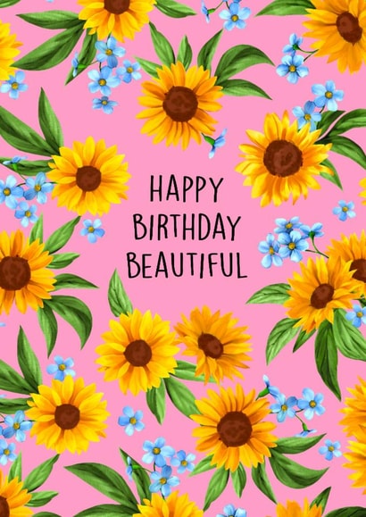 Pretty Birthday Card - Sunflowers created by Poppy & Mabel 