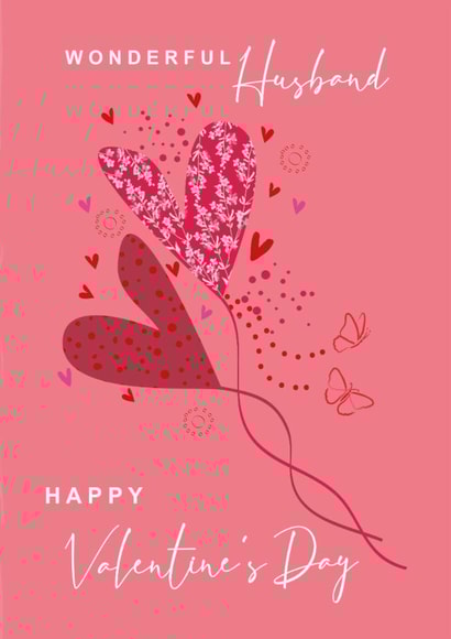 Traditional Valentine's Day Card - For Husband - Floral Love Heart Balloons created by SABIVO Design by Sabina
