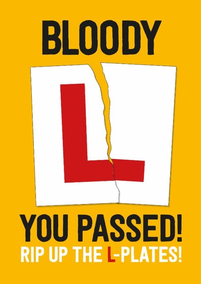 Funny Congratulations Card - Bloody L - Driving Test created by FurzePrints