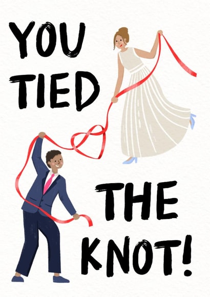 Cute Wedding Card - You Tied The Knot - Couple created by Zoe Spry