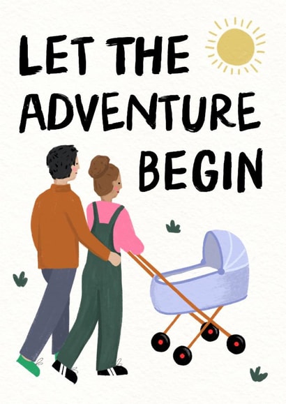 Cute New Baby Card - Let The Adventure Begin - Pushchair created by Zoe Spry